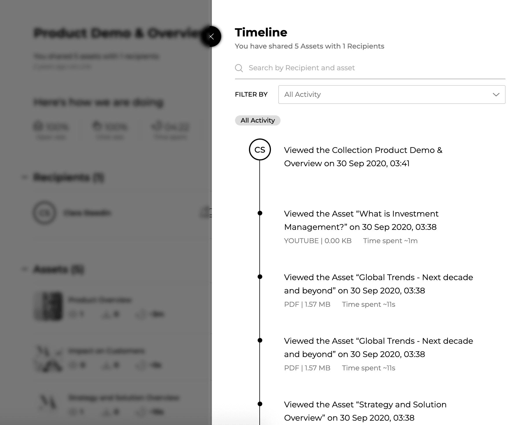 The new Timeline View tool on Paperflite's Share module
