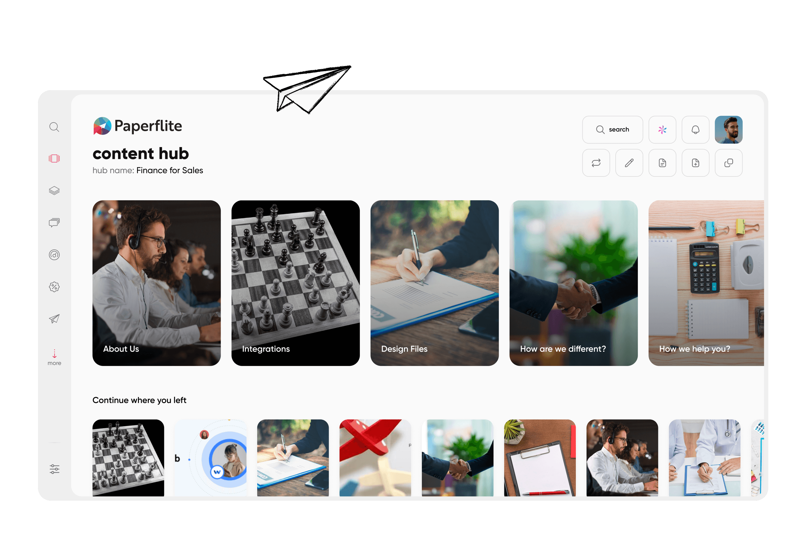 Paperflite Content Hub centralized hub screen