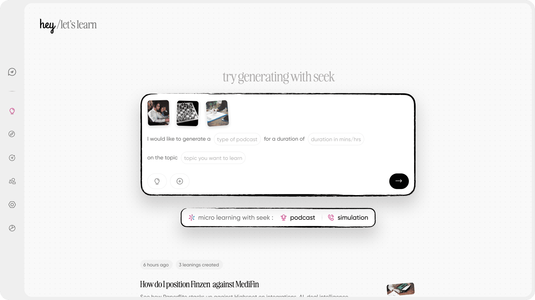 HeySales microlearning uses Seek, so onboarding and coaching draw on the same governed content reps use in deals.