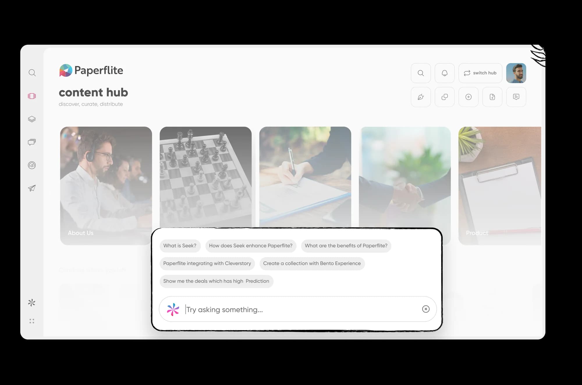 Sellers can ask the Content Hub in plain language to find the right asset.