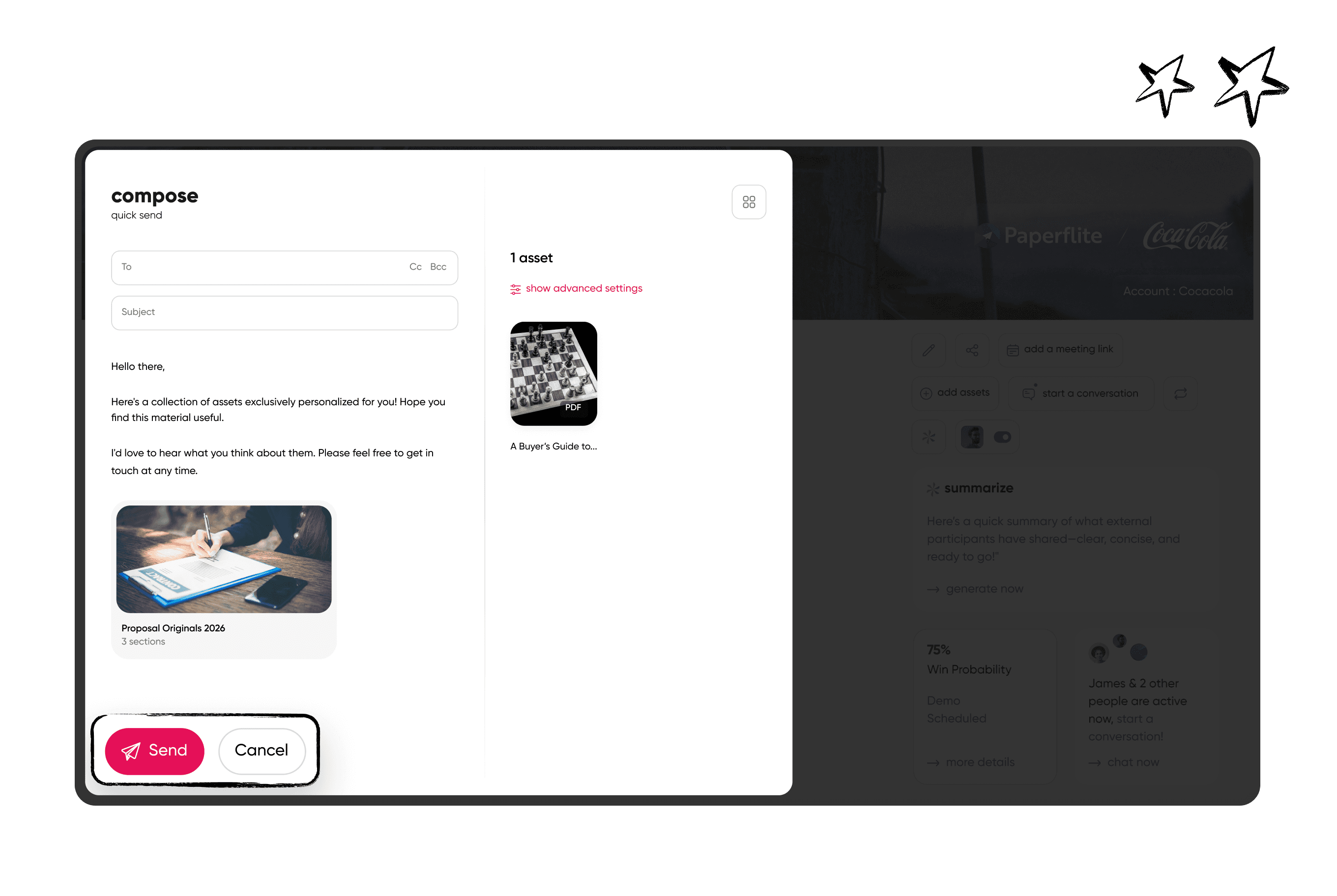 A deal room overview, the kind of live buyer-facing link that has to move with care.