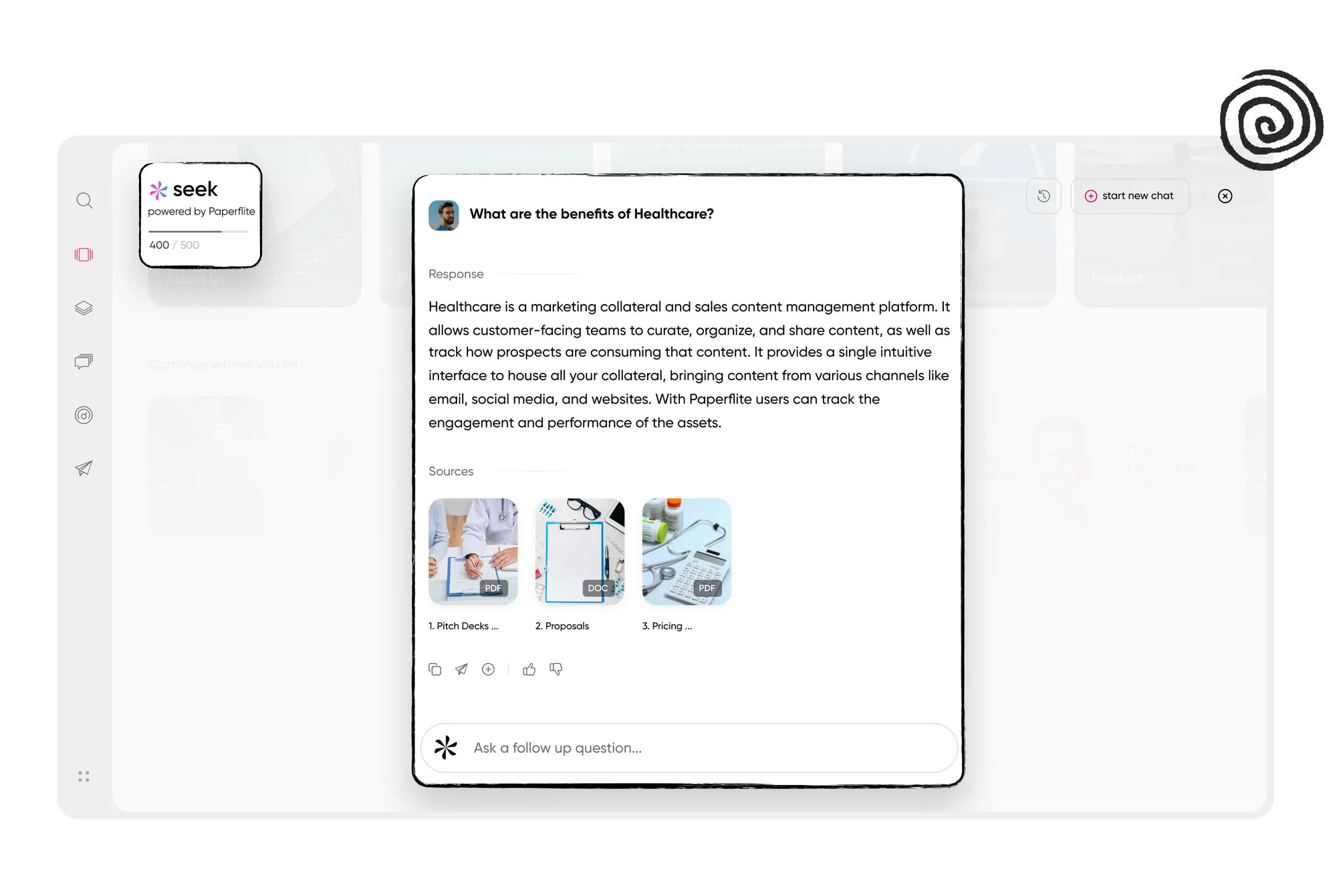 An AI search answer that responds to a plain-language question and points to the source content.