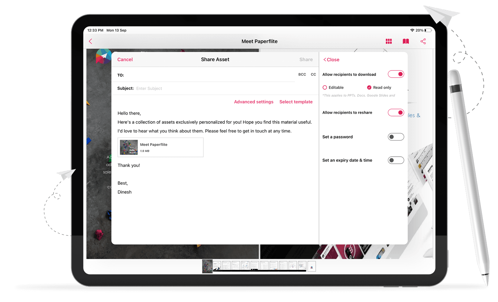 sharing a personalized storyboard called collection on the paperflite iphone and ipad app