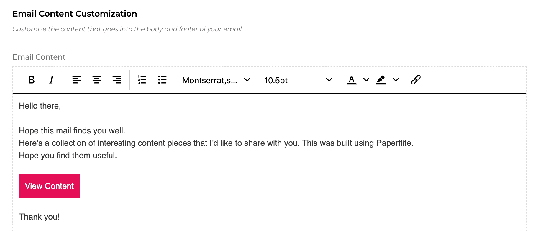 paperflite feature update december 2021 allows fliteview customization of email content including footer