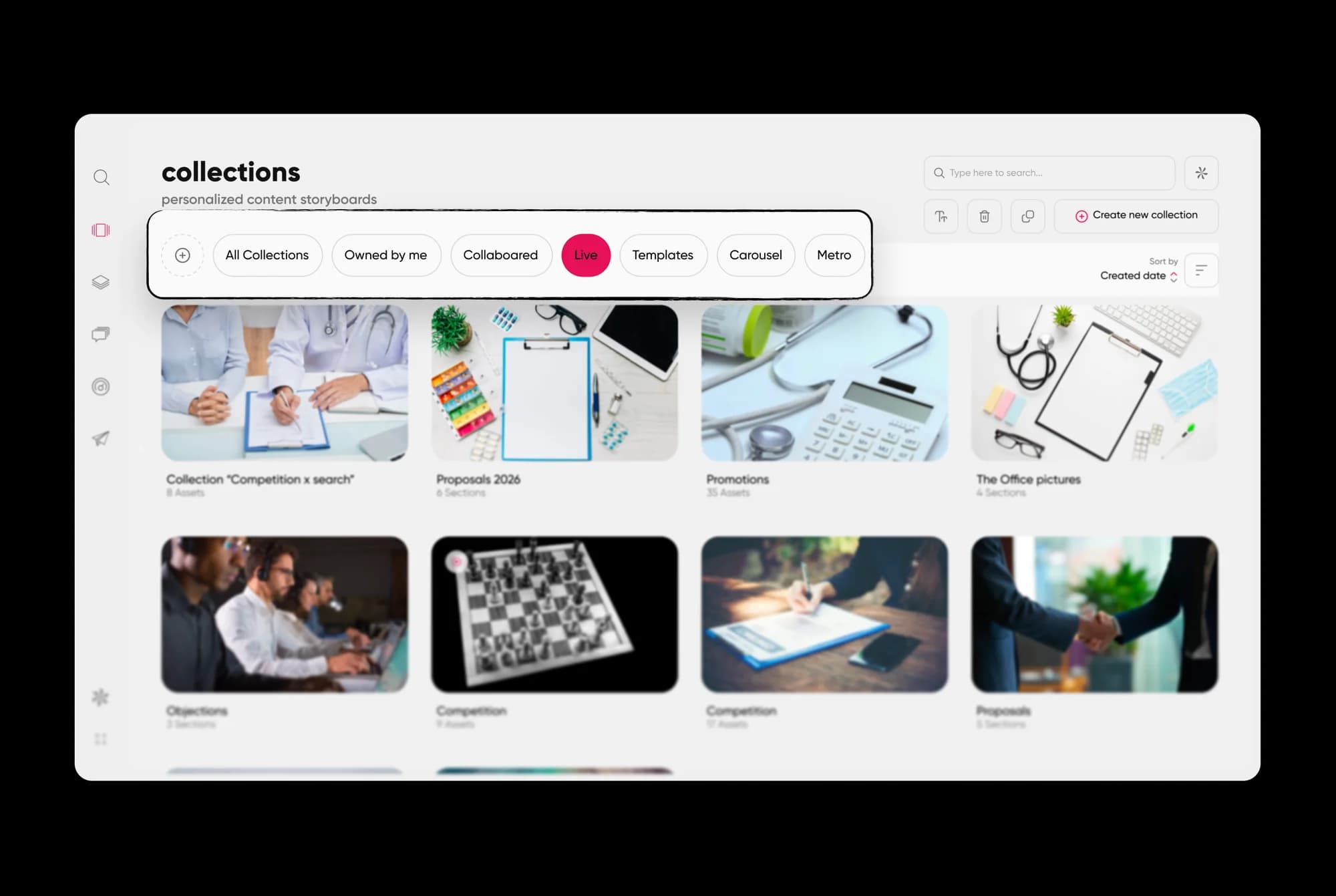 Collections package the right assets for a specific audience or stage.