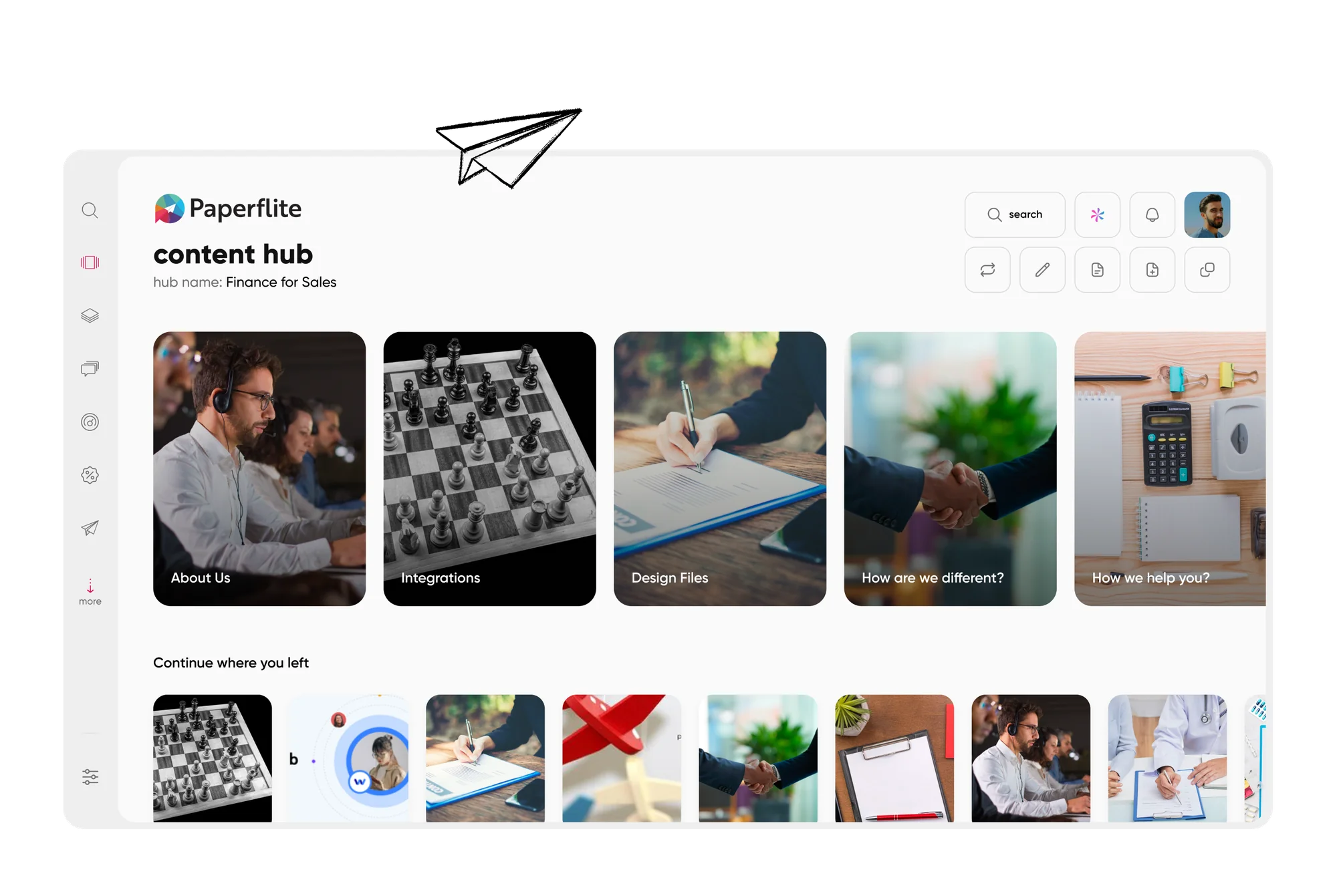 One shared Content Hub gives marketing, sales, and customer success the same library to work from.