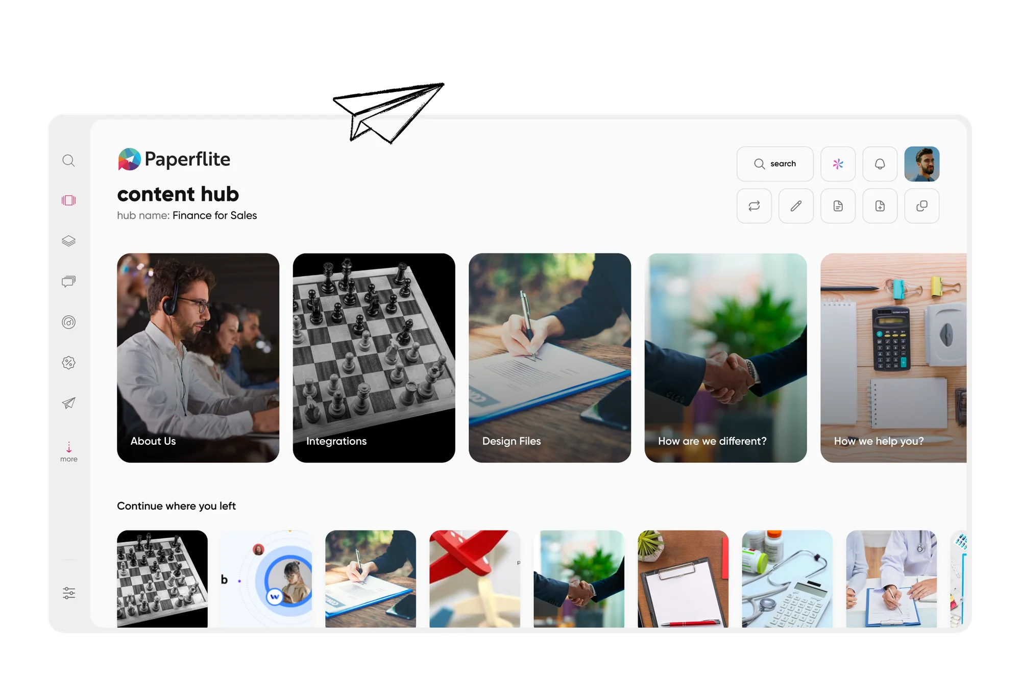 Browsing the content hub as a rep would.