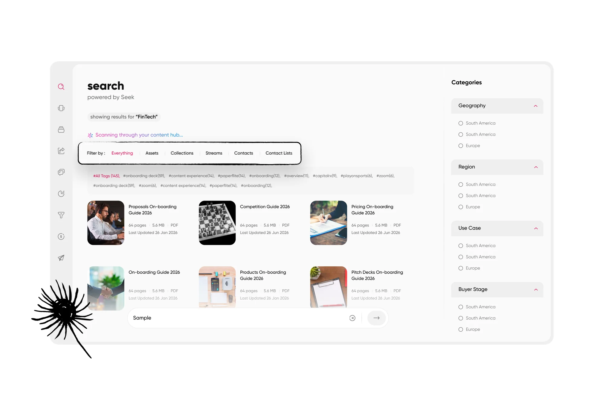Search, filters and a clean folder structure work together, one for reps and one for admins.