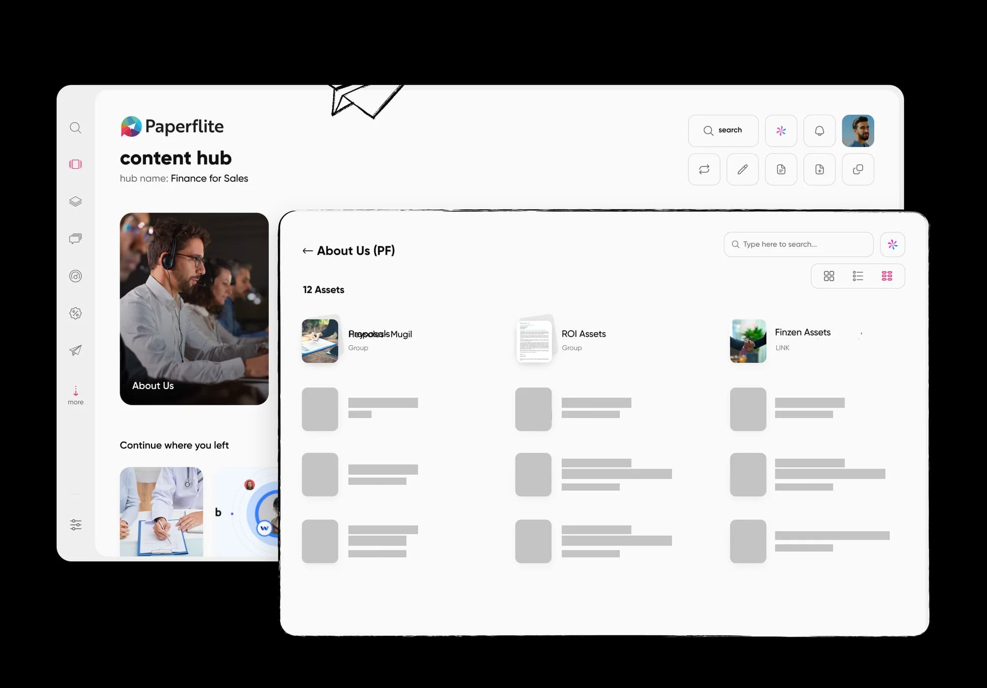 A content hub folder showing its contents as one row per asset