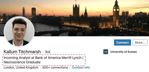 LinkedIn Headline for entry level